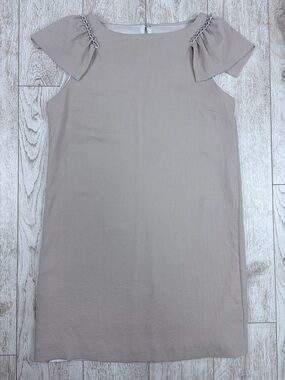 ZARA XL Taupe Chain-Shoulder Shift Dress